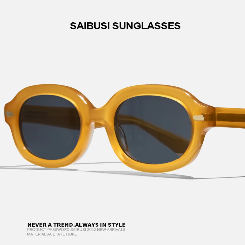 Hewei Unisex Full Rim Oval Acetate Sunglasses 0007 Sunglasses Hewei