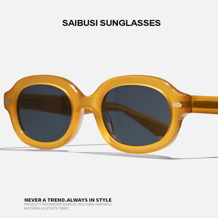 Hewei Unisex Full Rim Oval Acetate Sunglasses 0007 Sunglasses Hewei