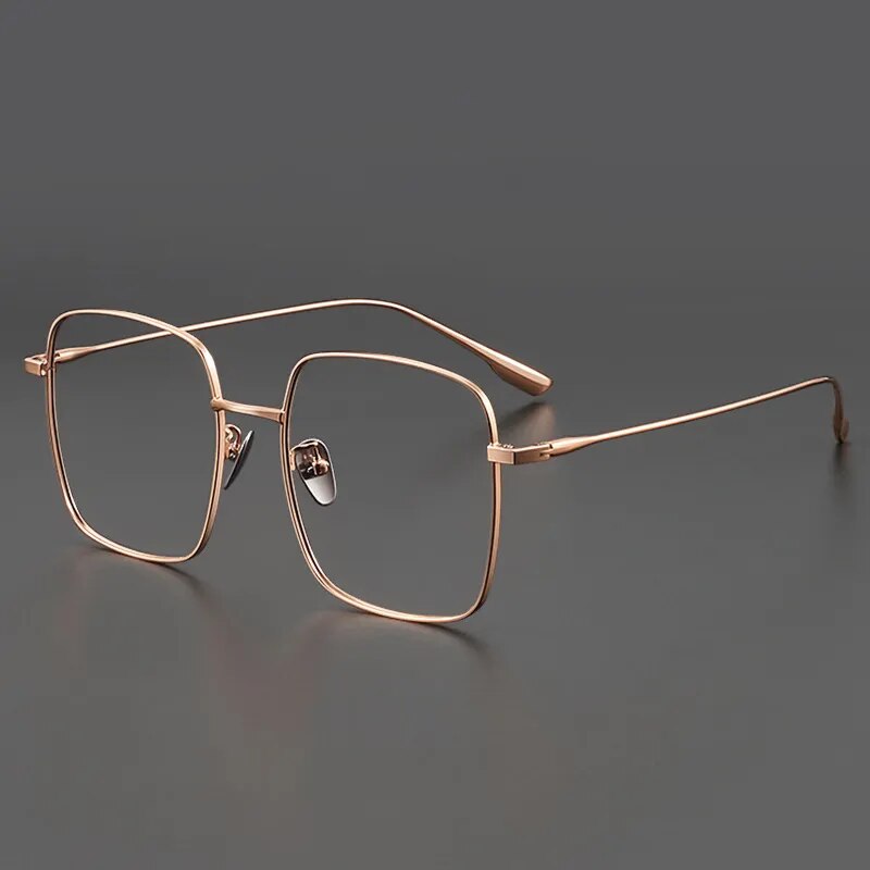 Muzz Unisex Full Rim Oversized Square Titanium Eyeglasses 121219 Full Rim Muzz Rose gold