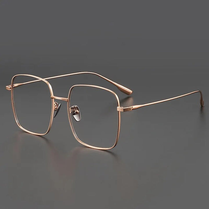 Muzz Unisex Full Rim Oversized Square Titanium Eyeglasses 121219 Full Rim Muzz Rose gold
