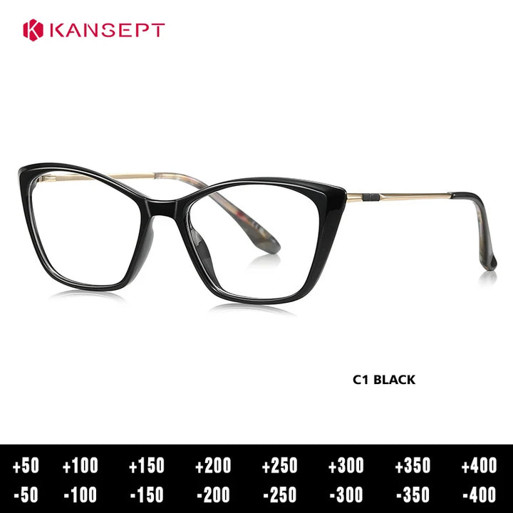 Kansept Women's Full Rim Square Tr 90 Alloy Reading Glasses 62208