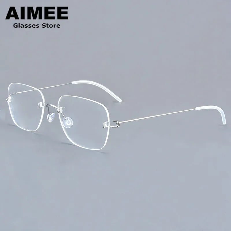 Aimee Women's Rimless Square Screwless Titanium Eyeglasses 72487