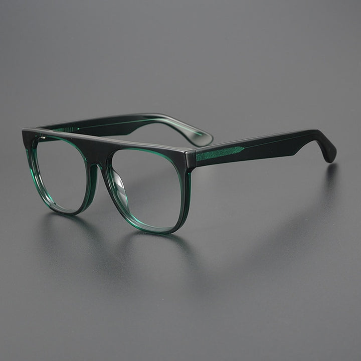 Gatenac Unisex Full Rim Flat Top Round Acetate Eyeglasses Gxyj1056 Full Rim Gatenac Green
