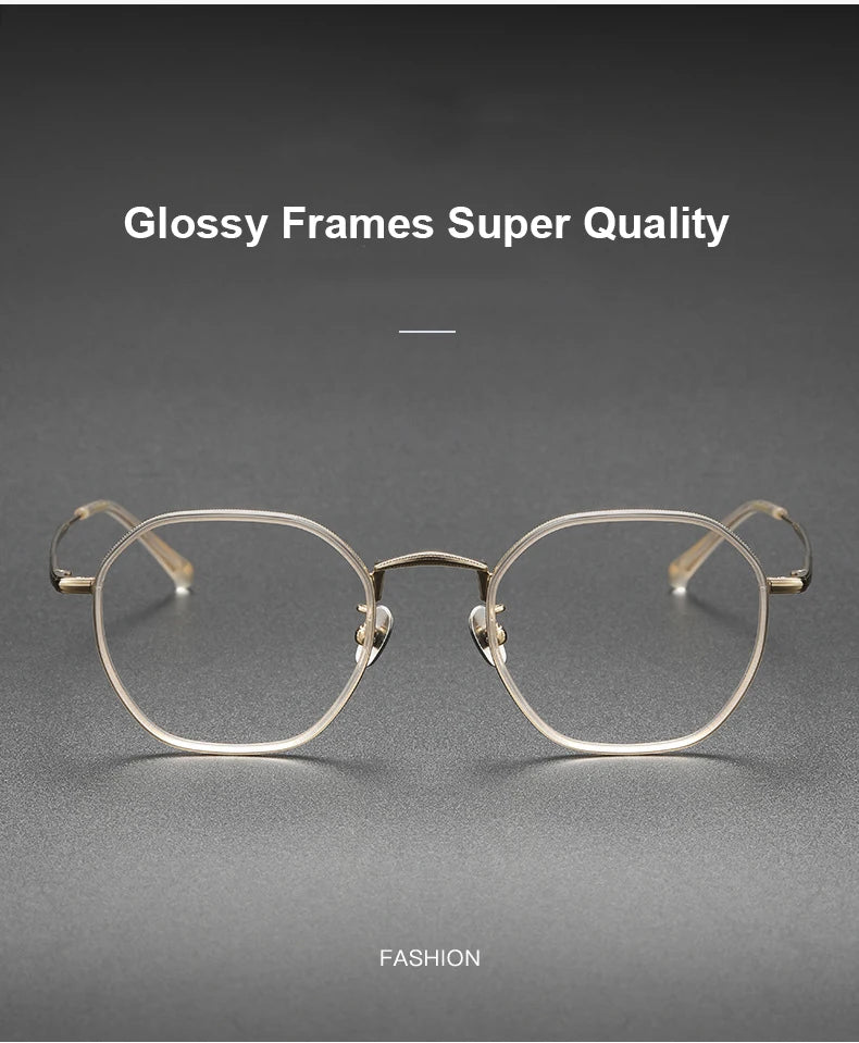 Aimee Men's Full Rim Polygon Round Titanium Acetate Eyeglasses 8502 Full Rim Aimee