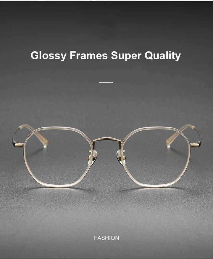 Aimee Men's Full Rim Polygon Round Titanium Acetate Eyeglasses 8502 Full Rim Aimee