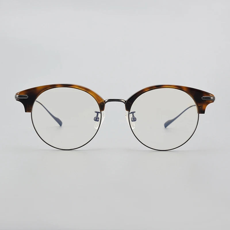 Black Mask Unisex Full Rim Round Titanium Acetate Eyeglasses 445120 Full Rim Black Mask