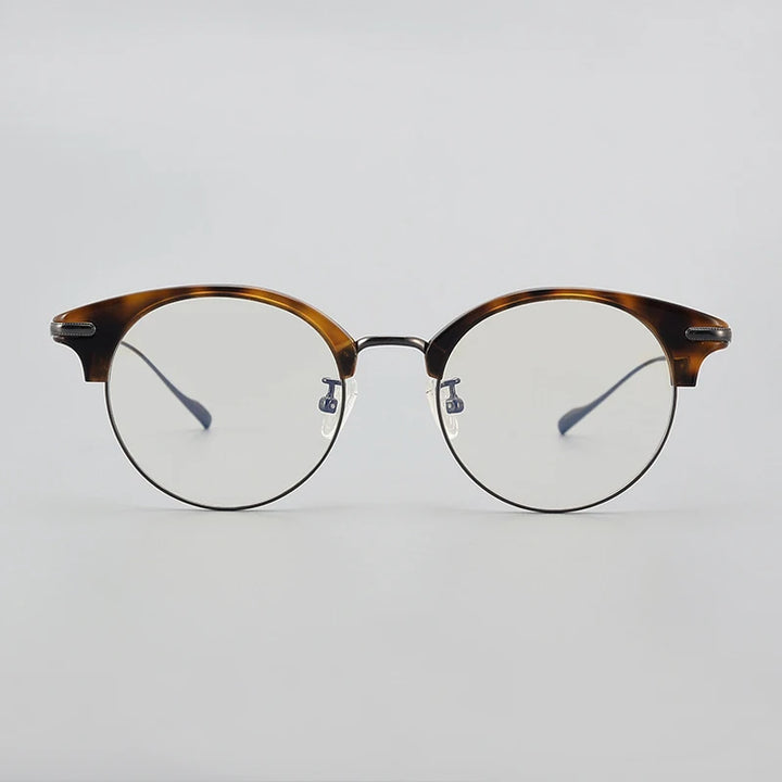 Black Mask Unisex Full Rim Round Titanium Acetate Eyeglasses 445120 Full Rim Black Mask