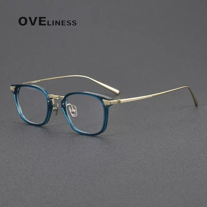 Oveliness Women's Full Rim Square Acetate Titanium Eyeglasses 214023