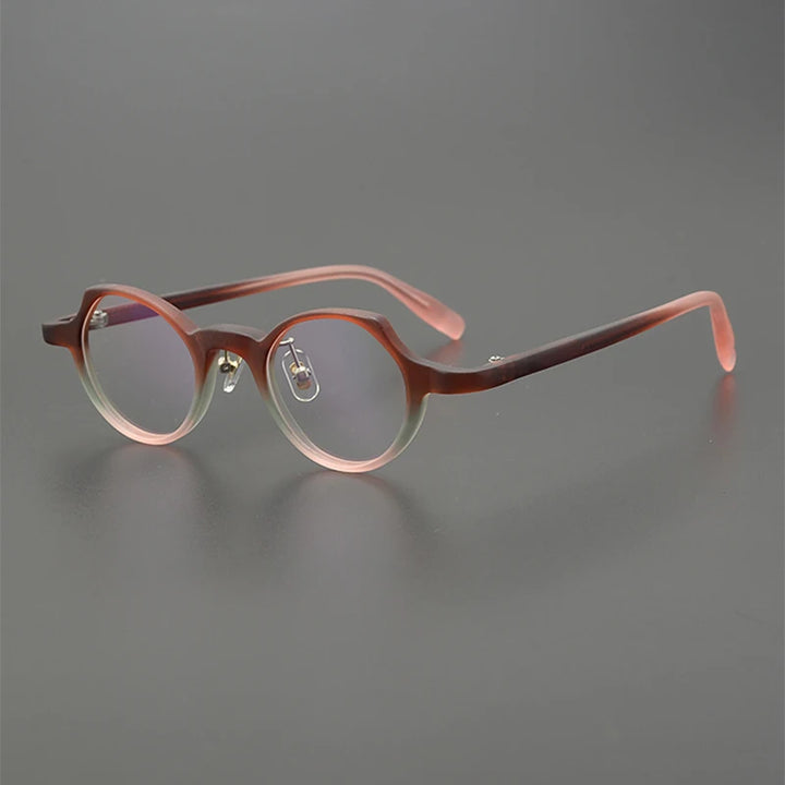Nobler Unisex Full Rim Small Irregular Round Frosted Acetate Eyeglasses 19280 Full Rim Nobler C6