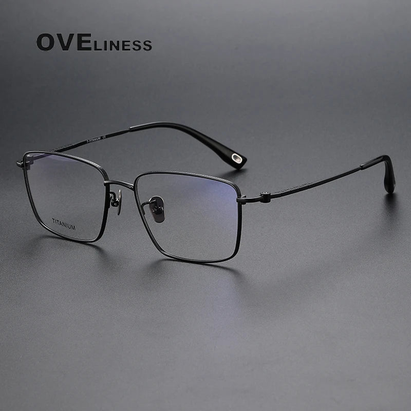 Oveliness Men's Full Rim Square Titanium Eyeglasses 80910 Full Rim Oveliness black