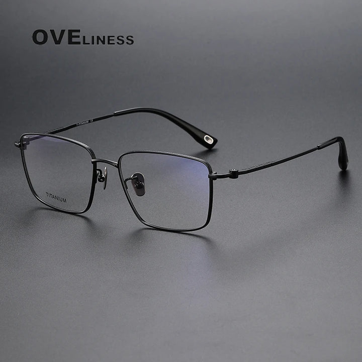 Oveliness Men's Full Rim Square Titanium Eyeglasses 80910 Full Rim Oveliness black
