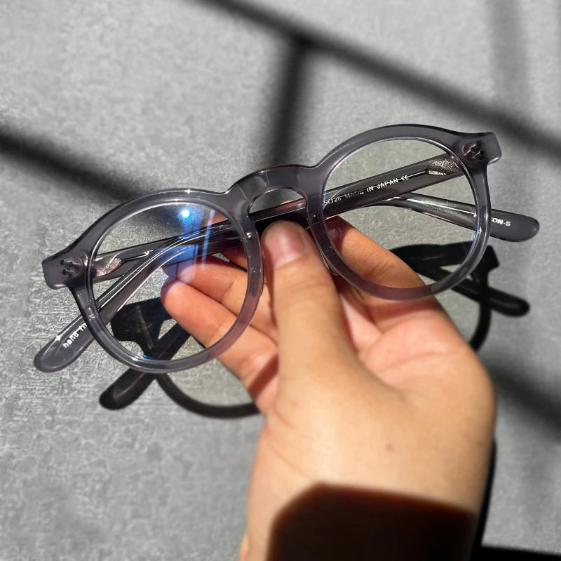 Black Mask Unisex Full Rim Round Acetate Eyeglasses 5125 Full Rim Black Mask Gray