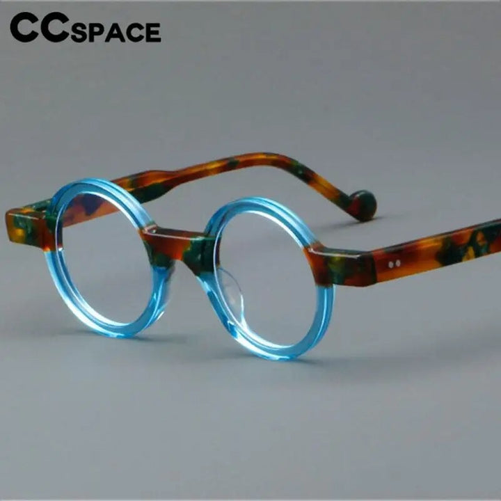 CCspace Unisex Full Rim Round Acetate Eyeglasses 57029 Full Rim CCspace