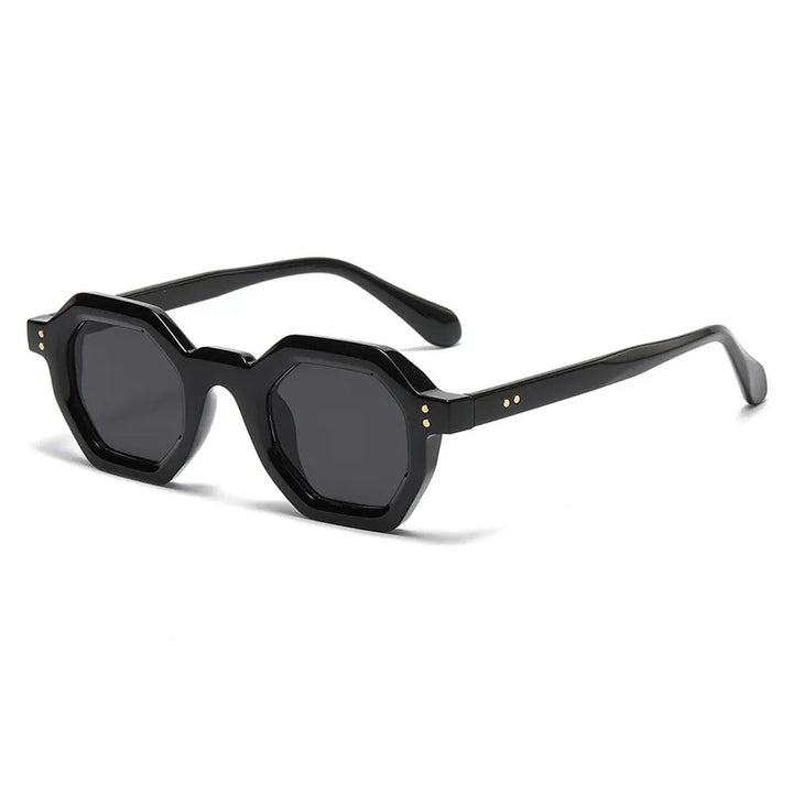 CCspace Unisex Full Rim Polygon Plastic Eyeglasses 56891 Full Rim CCspace C1Black
