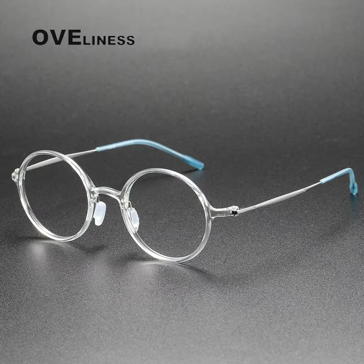 Oveliness Women's Full Rim Round Acetate Titanium Eyeglasses 88635 Full Rim Oveliness transparent
