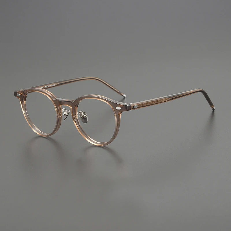 Black Mask Unisex Full Rim Round Acetate Eyeglasses 195493