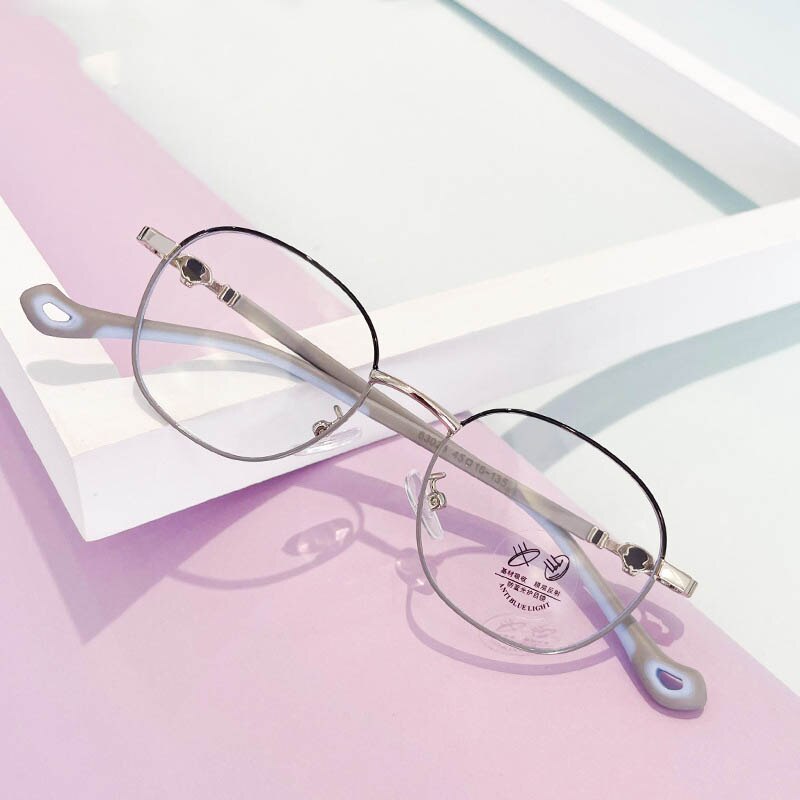 CCspace Unisex Youth Full Rim Oval Alloy Eyeglasses 56566 Full Rim CCspace C6BlackGrey