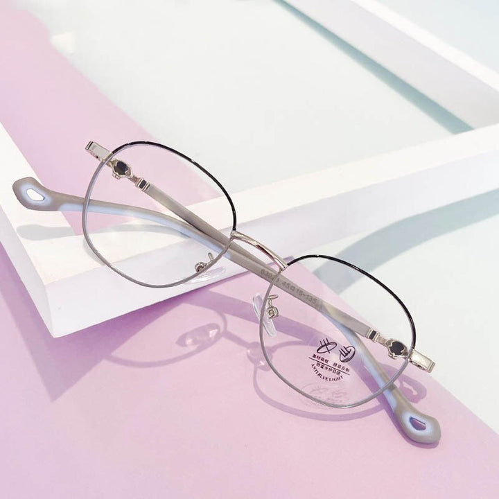 CCspace Unisex Youth Full Rim Oval Alloy Eyeglasses 56566 Full Rim CCspace C6BlackGrey