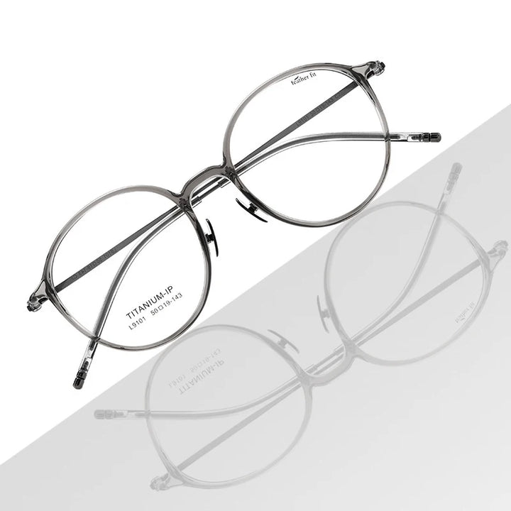 Gmei Women's Full Rim Round Titanium Acetate Eyeglasses 9101 Full Rim Gmei Optical