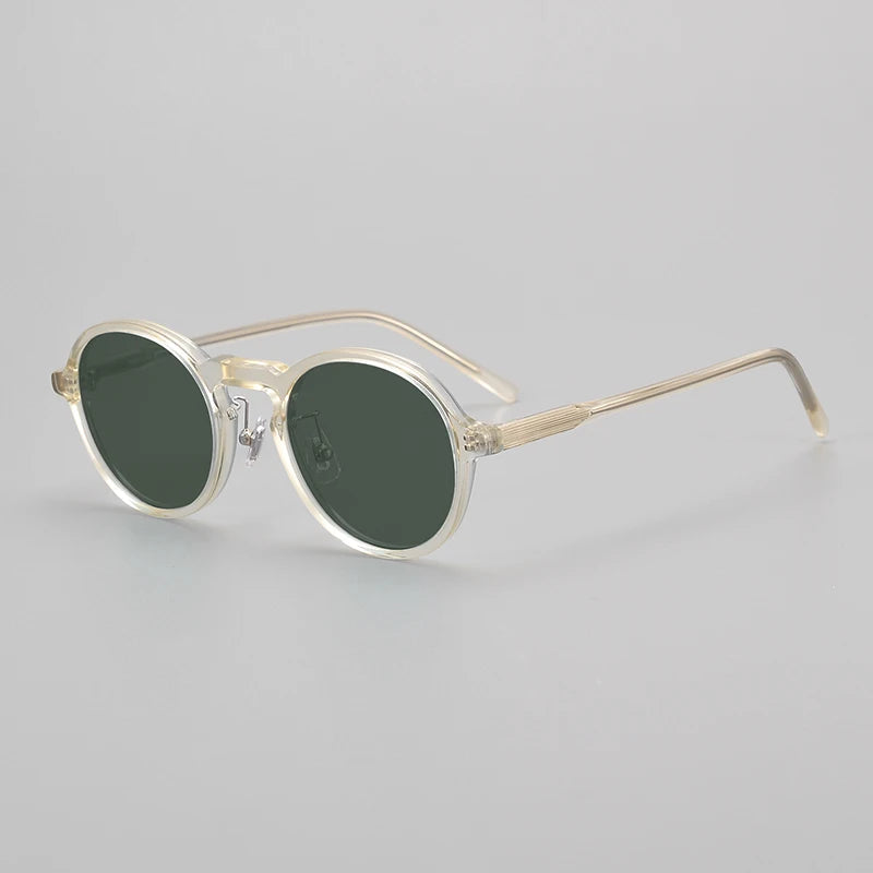 Black Mask Unisex Full Rim Round Acetate Polarized Sunglasses 14543 Full Rim Black Mask Yellow-Green As Shown