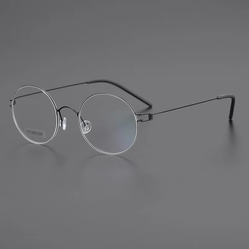 Black Mask Women's Full Rim Round Screwless Titanium Eyeglasses 195003