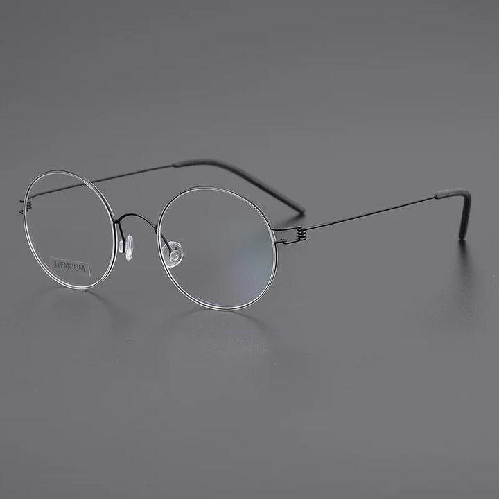 Black Mask Women's Full Rim Round Screwless Titanium Eyeglasses 195003