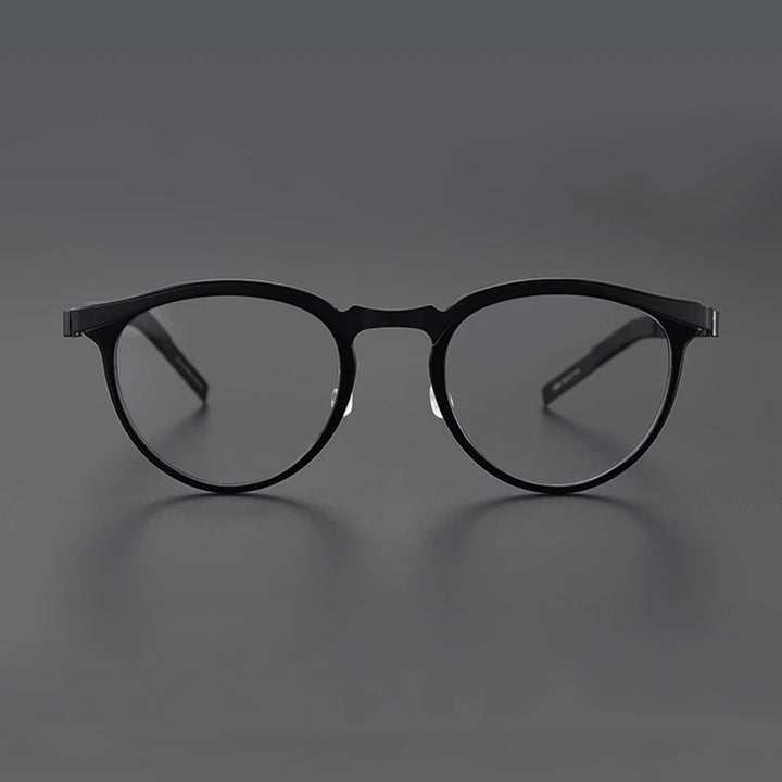Black Mask Unisex Full Rim Round Screwless Titanium Acetate Eyeglasses 9903 Full Rim Black Mask