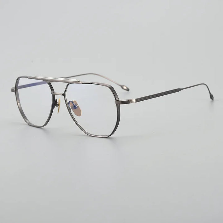 Black Mask Unisex Full Rim Oval Double Bridge Titanium Eyeglasses Jr39 Full Rim Black Mask Gun Gray