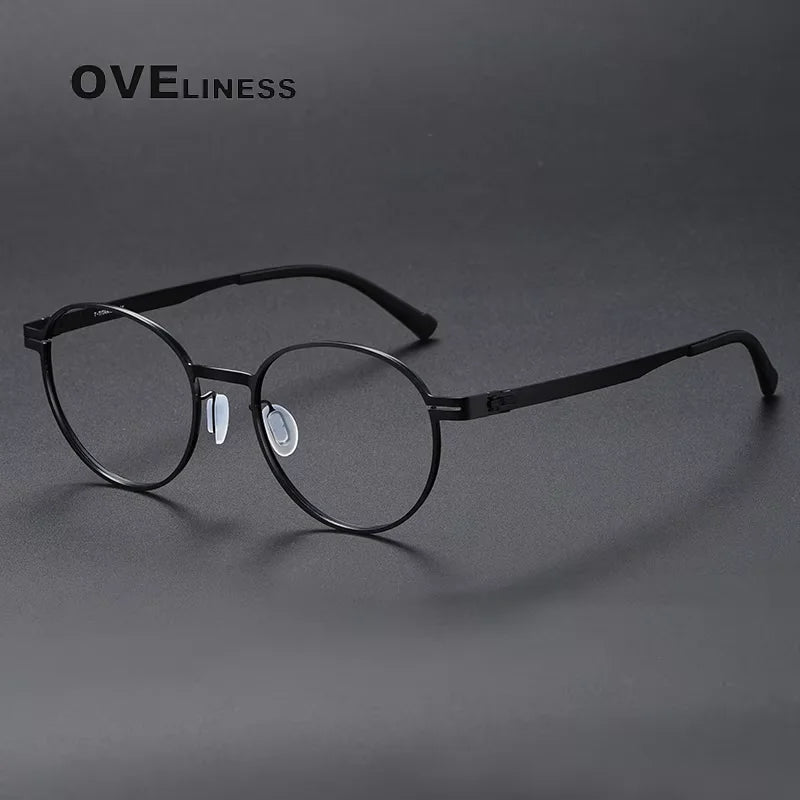 Oveliness Unisex  Full Rim Round Screwless Titanium Eyeglasses 80994