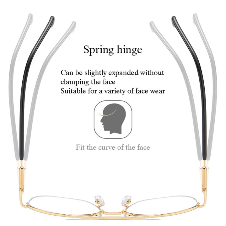Handoer Unisex Semi Rim Square Double Bridge Titanium Eyeglasses 95926 Semi Rim Handoer