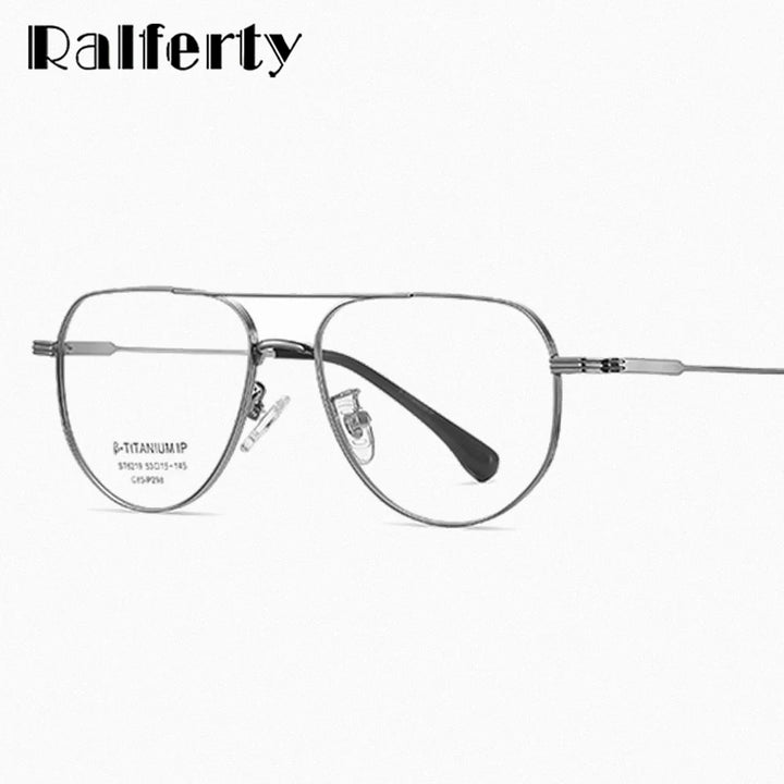 Ralferty Men's Full Rim Polygon Double Bridge Titanium Eyeglasses R629 Full Rim Ralferty