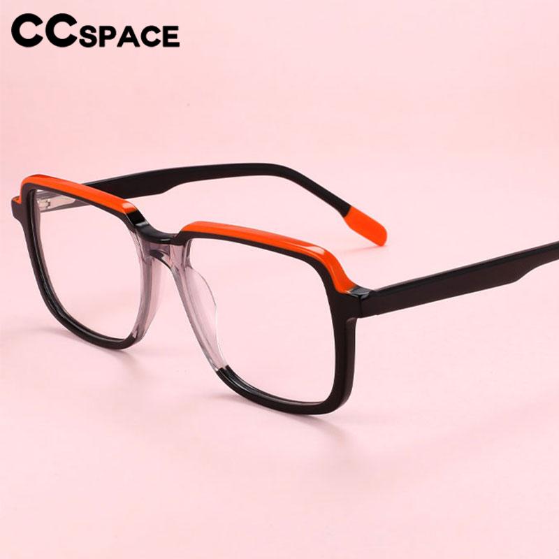 CCspace Unisex Full Rim Square Acetate Eyeglasses 56549 Full Rim CCspace