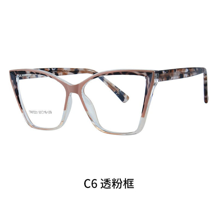 CCspace Unisex Full Rim Large Square Tr 90 Titanium Acetate Eyeglasses 56652 Full Rim CCspace C6Pink