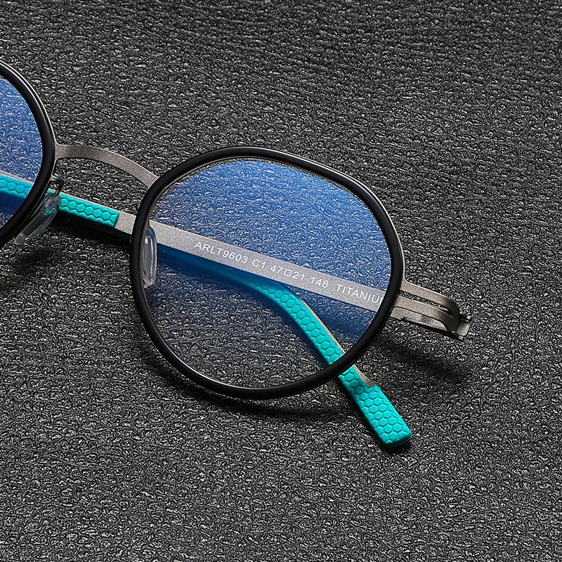 Gatenac Unisex Full Rim Polygon Round Titanium Eyeglasses Gxyj1149 Full Rim Gatenac