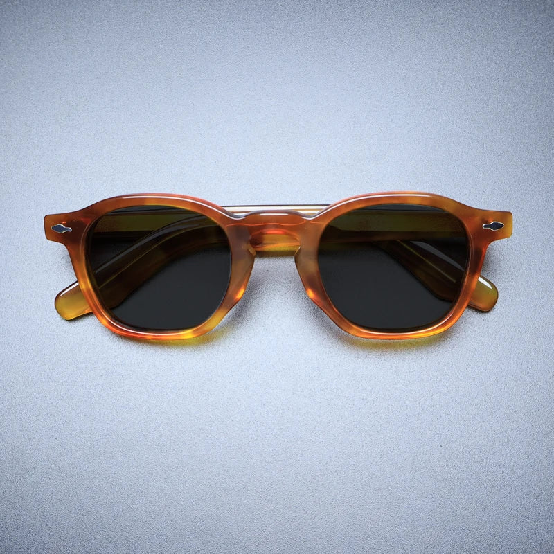Gatenac Unisex Full Rim Square Acetate Polarized Sunglasses M001 Sunglasses Gatenac Flax Gray  