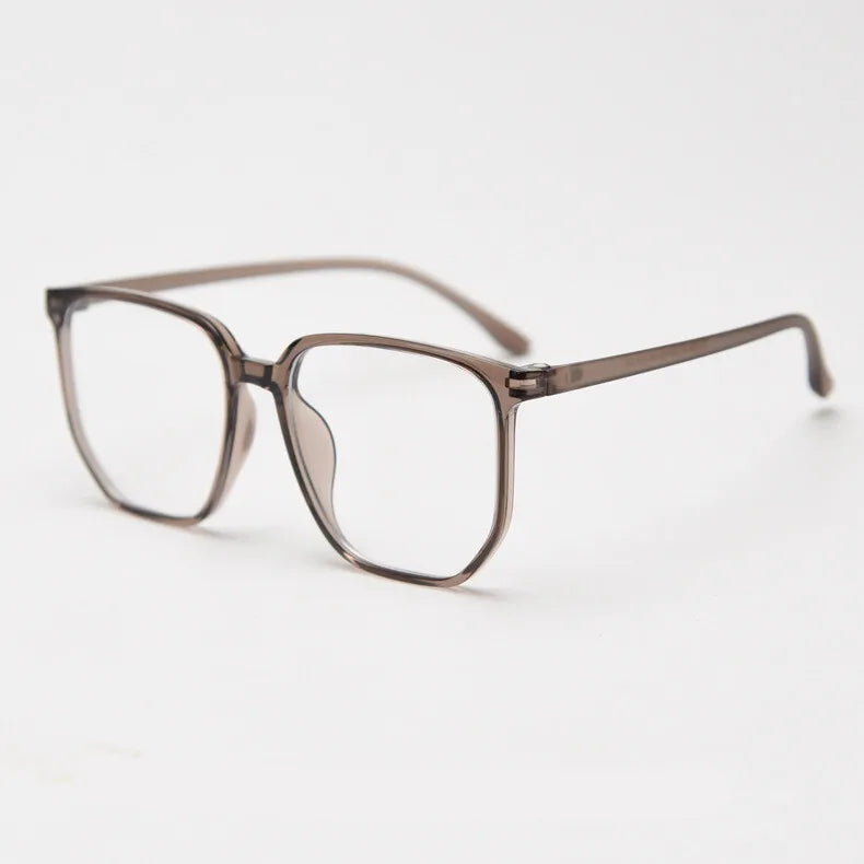 CCspace Unisex Full Rim Polygon Square Tr 90 Titanium Eyeglasses 30833 Full Rim CCSpace Tea