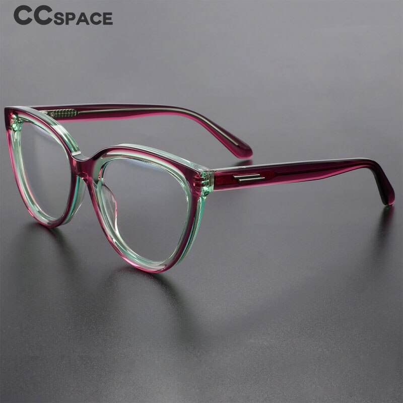 CCspace Unisex Full Rim Square Cat Eye Acetate Eyeglasses 56240 Full Rim CCspace