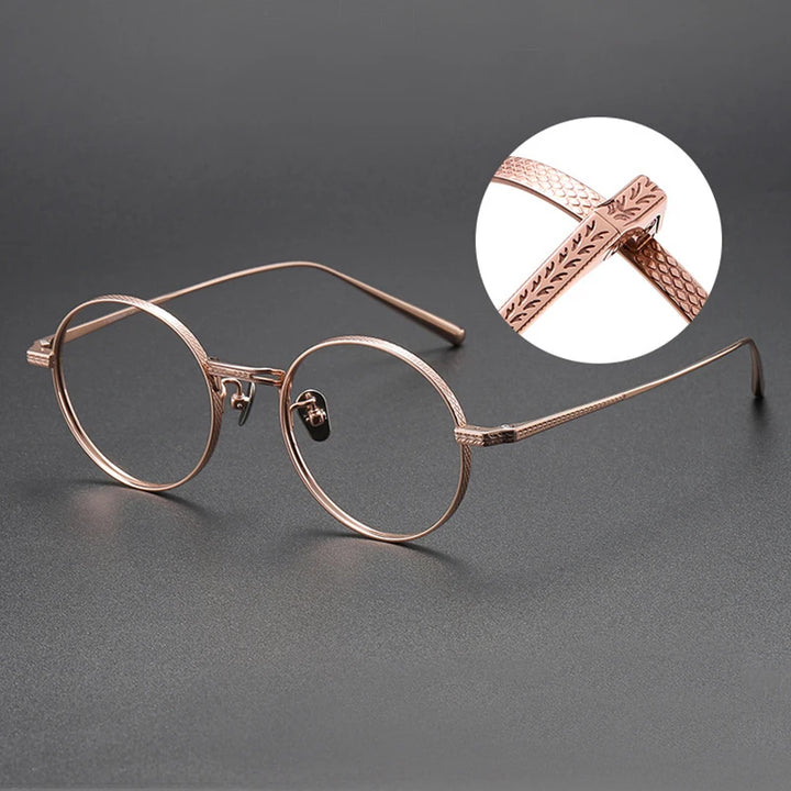Black Mask Women's Full Rim Round Titanium Eyeglasses 55026