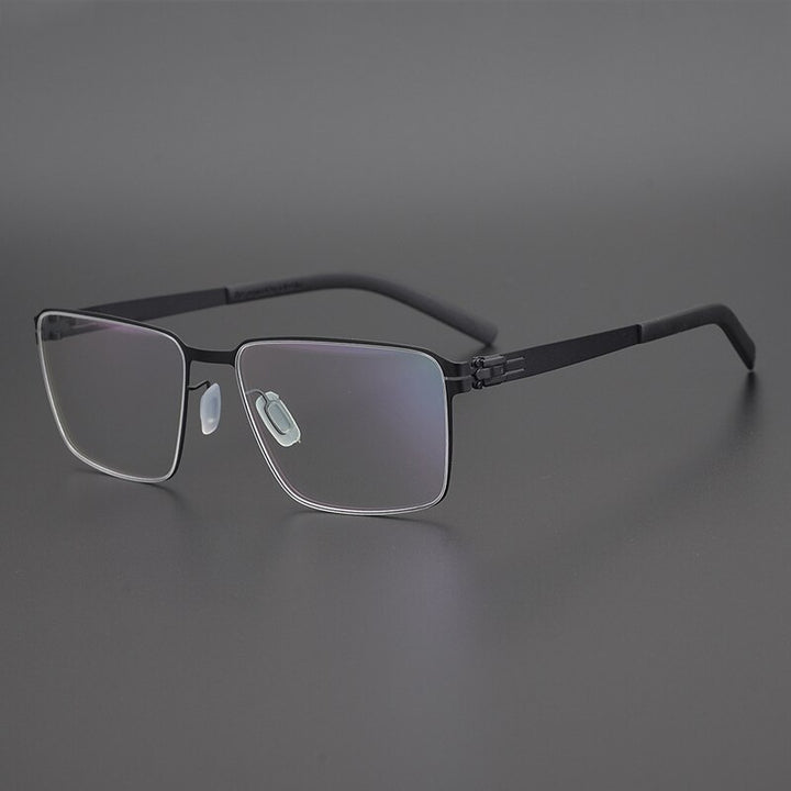 Gatenac Unisex Full Rim Square Titanium Alloy Eyeglasses Gxyj1075 Full Rim Gatenac Black