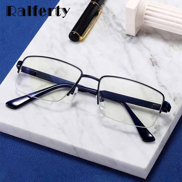 Ralferty Men's Semi Rim Square Alloy Eyeglasses L913 Semi Rim Ralferty