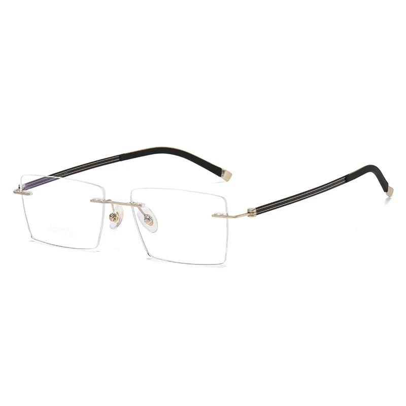 Momoja Unisex Rimless Polygon Square Titanium Eyewglasses 60547