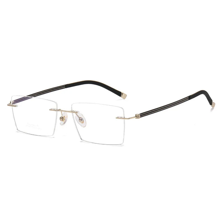 Momoja Unisex Rimless Polygon Square Titanium Eyewglasses 60547