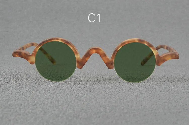 Yujo Unisex Semi Rim Round Acetate Polarized Sunglasses 35mm Sunglasses Yujo C1 China