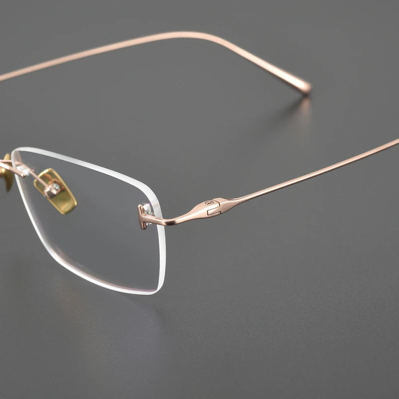 Black Mask Unisex Rimless Rectangle Titanium Eyeglasses Ft5678 Rimless Black Mask