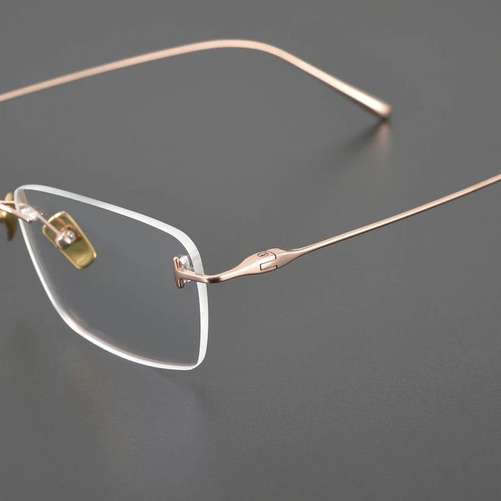 Black Mask Unisex Rimless Rectangle Titanium Eyeglasses Ft5678 Rimless Black Mask