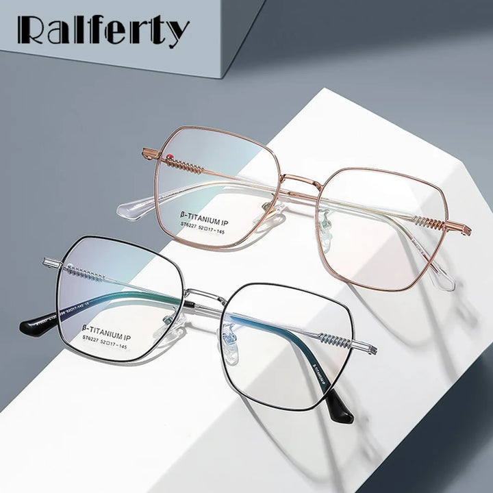Ralferty Women's Full Rim Polygon Titanium Eyeglasses R6227 Full Rim Ralferty