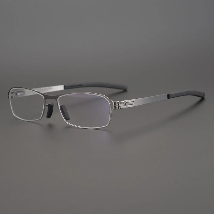 Black Mask Unisex Semi Rim Square Screwless Steel Eyeglasses 49006 Semi Rim Black Mask Gun Gray