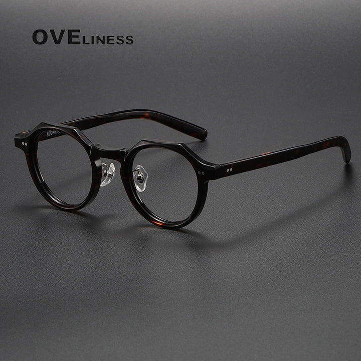 Oveliness Unisex Full Rim Round Acetate Eyeglasses V003 Full Rim Oveliness tortoise