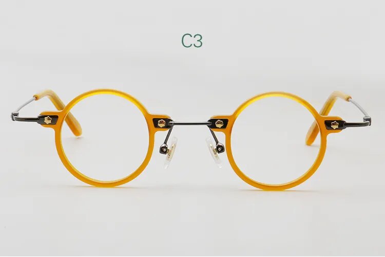 Yujo Unisex Full Rim Small Round Acetate Eyeglasses 3636 Full Rim Yujo C3 China