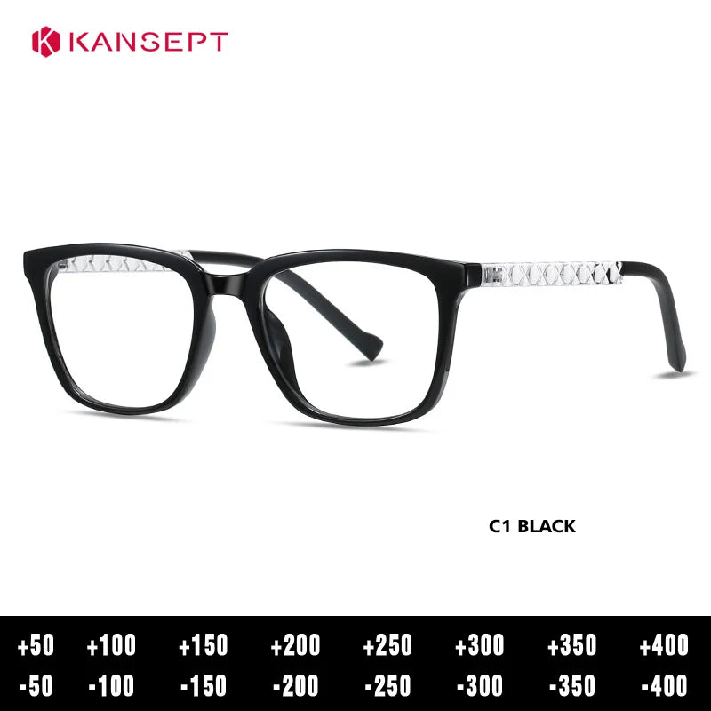 Kansept Unisex Full Rim Square Tr 90 Alloy Reading Glasses 62017